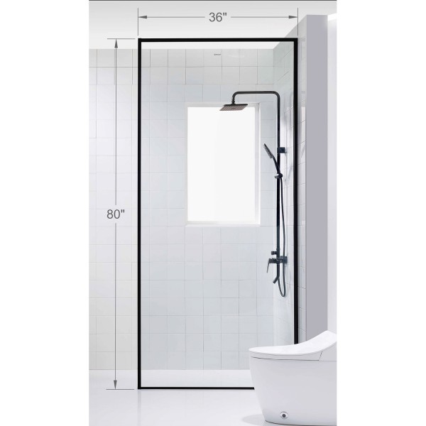 CCP102MB, FIXED DOOR WITH CLEAR TEMPER GLASS, Size:36*80